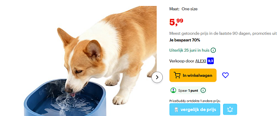 Verwarmde drink bak voor dieren 3.5liter inhoud