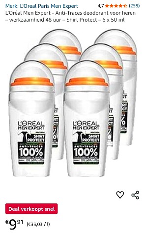 L'Oréal Men Expert deodorant 6 x 50 ml