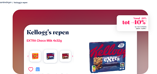 Kellogg's repen: Vanaf -20% tot -40%* op 1 tot 3 artikelen via shopmium