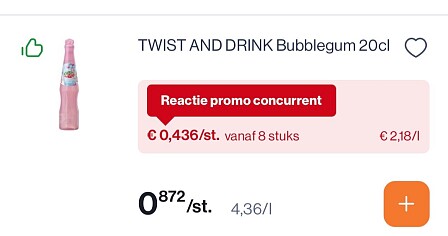 Twist and drink bubblegum 20 cl -50%