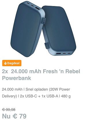 Dagdeal : Fresh 'n Rebel Powerbanken