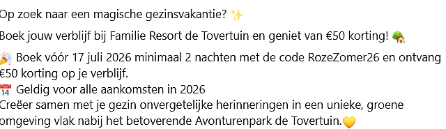 Familie Resort de Tovertuin - €50 korting