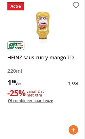 Heinz saus curry - mango TD in promo