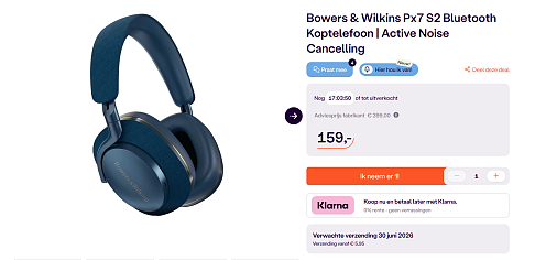 Bowers & Wilkins Px7 S2 Bluetooth Koptelefoon | Active Noise Cancelling