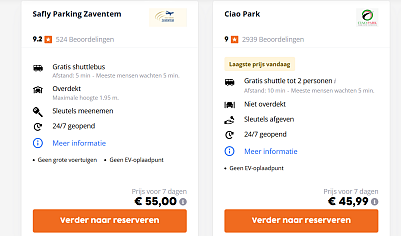 10% korting op parkeren bij luchthaven