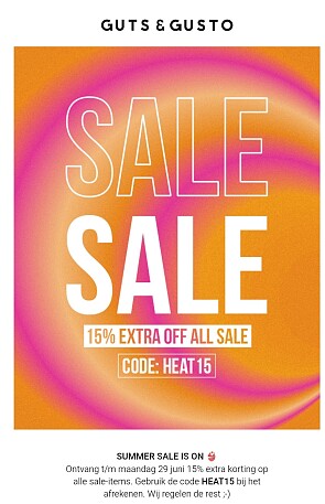 Guts & Gusto: 15% extra korting sale