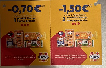 Harry’s coupons aan rek bij Delhaize