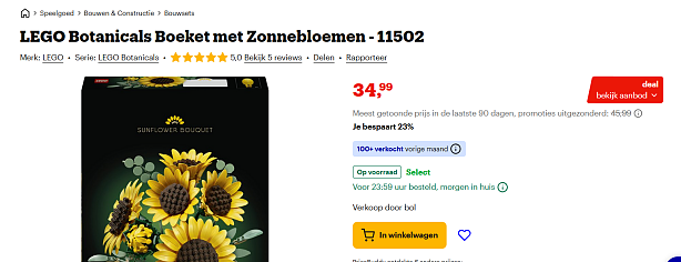 LEGO Botanicals sets aan laagste prijs bij Bol