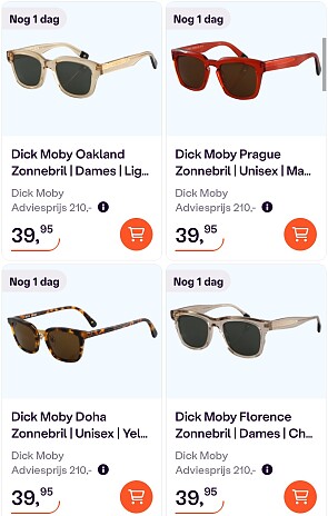 Dick Moby zonnebrillen 39,95€
