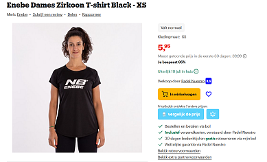 Enebe Dames Zirkoon T-shirt Black - XS