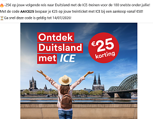 🚄 -€25 korting op je ICE-treinticket naar Duitsland!