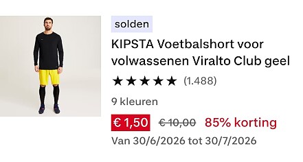 Voetbalshort heren 1,5€