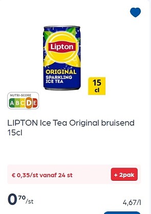 Lipton ice tea original bruisend 15 cl -50%