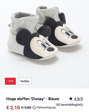 -70% hoge sloffen Mickey voor baby´s