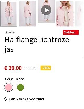 Halflange lichtroze jas