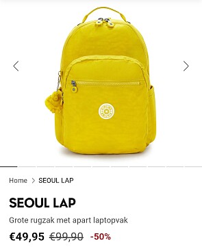 Kipling rugzak voor 42€ ipv 100€