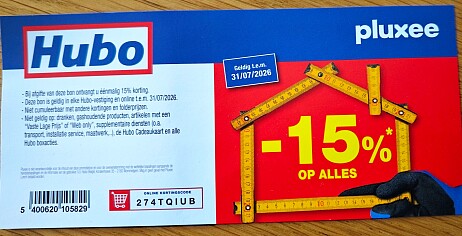 Kortingscode 15% in Hubo