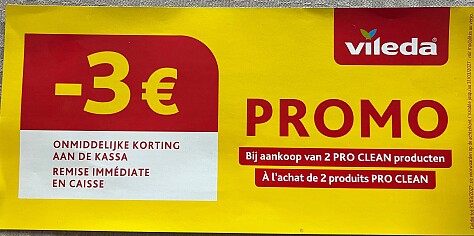 Coupon vileda -3,00€ aan rek bij Delhaize