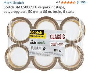 Scotch verpakkingstape 6 voor 6€!