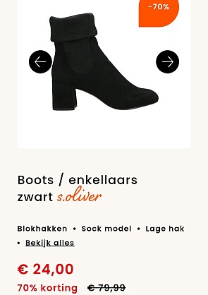 -70% Boots enkellaars zwart s.oliver