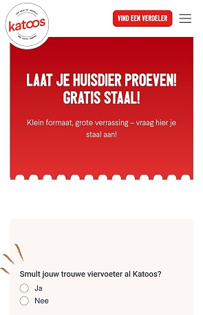 Vraag nu je GRATIS staal Katoos dierenvoeding