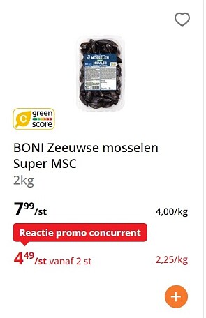 Boni zeeuwse Mosselen super MSC 2 kg voor 4,49€