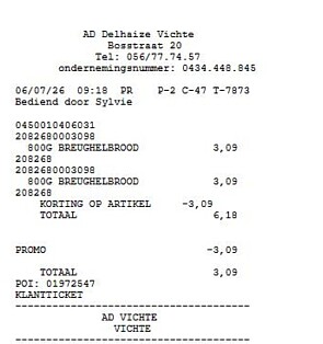 Delhaize 2 broden voor €3,09