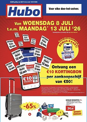 10€ kortingbon bij aankoop van 50€ bij Hubo