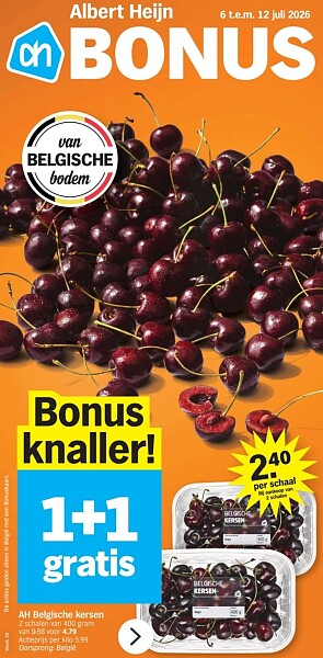 Ah 1+1 op dubbel fris en kersen