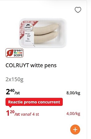 Colruyt witte pens slechts 4,00€/kg