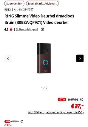 RING slimme video deurbel -57%
