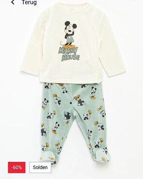 -60% fluwelen pyjama Disney Mickey