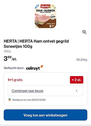 Herta ham ontvette gegrilde ham rijk aan proteïne in promo + coupon