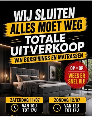 TOTALE UITVERKOOP boxsprings en matrassen -70%