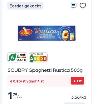 Soubry spaghetti rustica 500 gram in promo + coupon