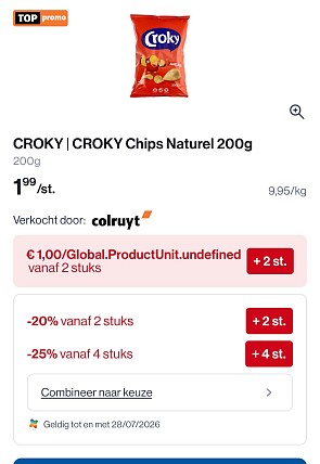 Croky chips 200 gram in promo