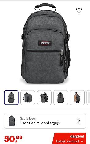-55% Eastpak TUTOR Rugzak, 39 Liter, 15 inch laptopvak Black Denim