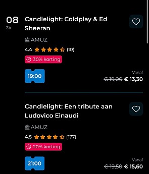 Tot 30% op Candlelight Concerts in Antwerpen