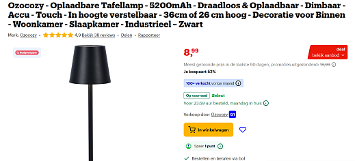 Oplaadbare Tafellamp