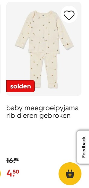 Tot -73% op babypyjama's
