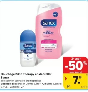 Sanex producten 2de -50% in combinatie met punten coupon bij Carrefour