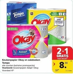 Okay keukenrol 2+1 gratis + coupon aan rek