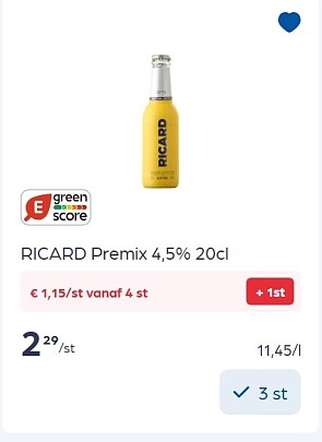 Ricard premix 4,5% 20 cl -50%