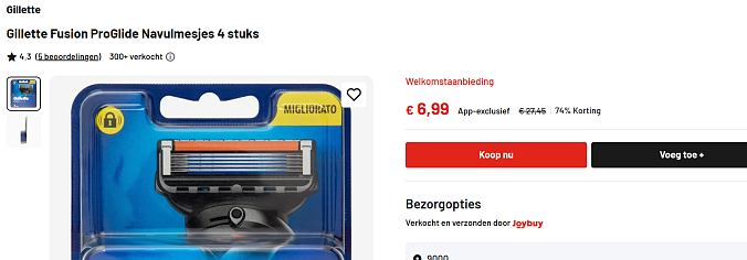 Gillette Fusion ProGlide Navulmesjes 4 stuks