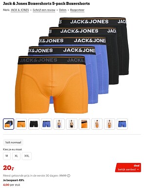 Jack & Jones boxershorts 5-pack -50%