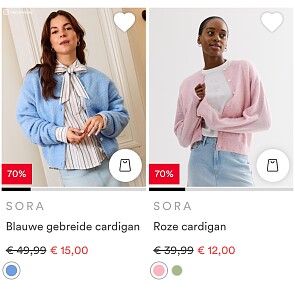 Cardigans, truien, debardeurs vanaf 10€