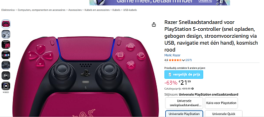 🎮 razer snellaadstandaard ps5 controller – 63% korting 🎮