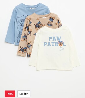 -50% set van 3 t-shirts Paw Patrouille