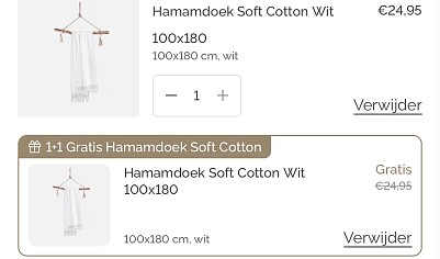 1 + 1 gratis op Walra hamamdoek