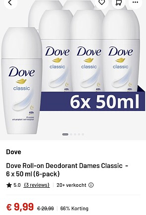 Dove Roll-on Deodorant 6 x 50 ml